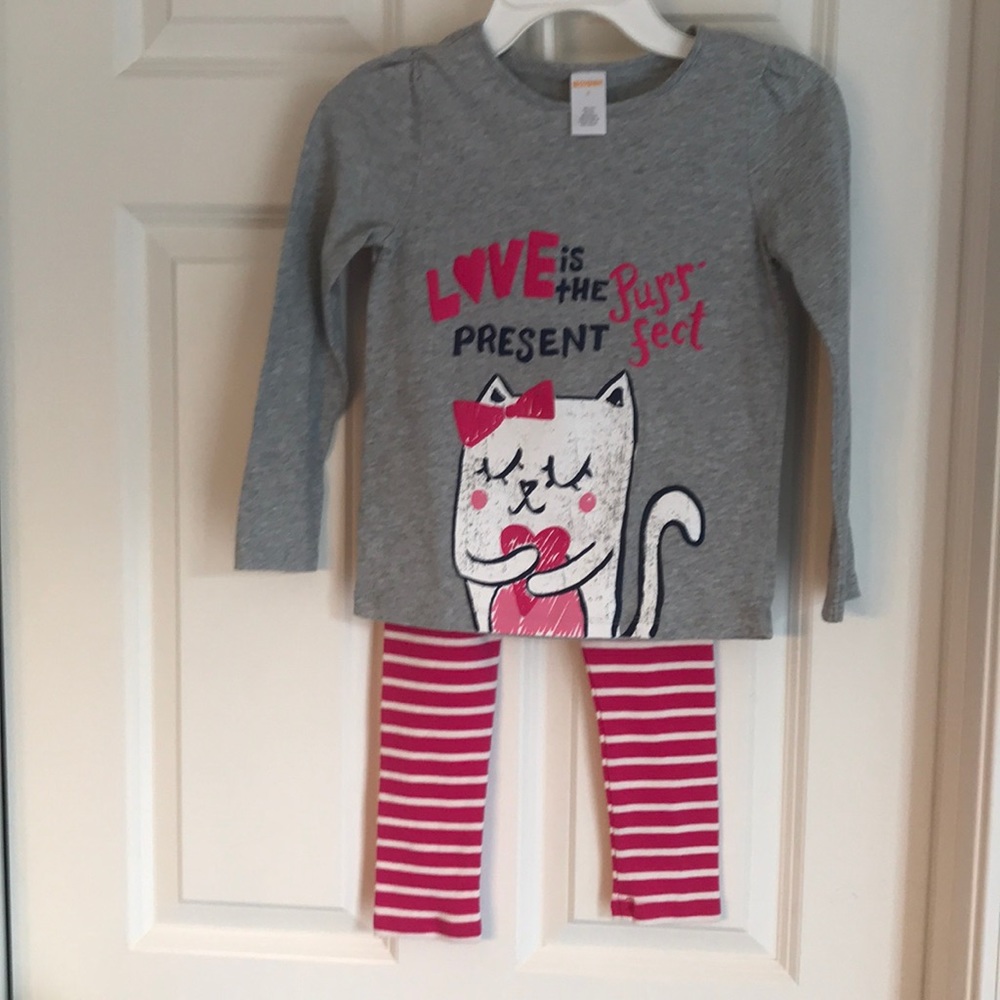 Girls long sleeve top: 2 pairs matching leggings